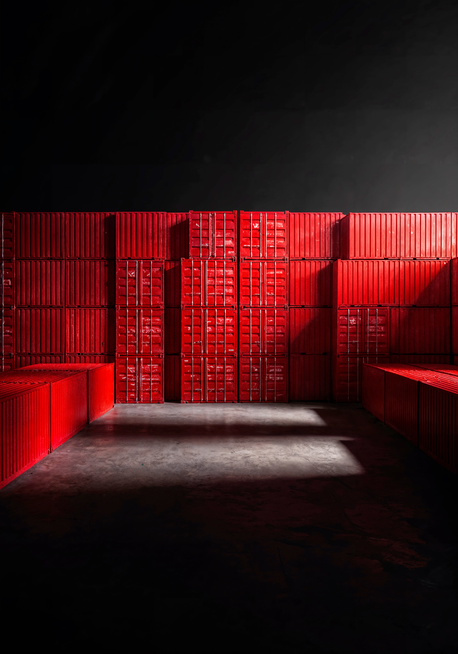 Stacked shipping containers at the port